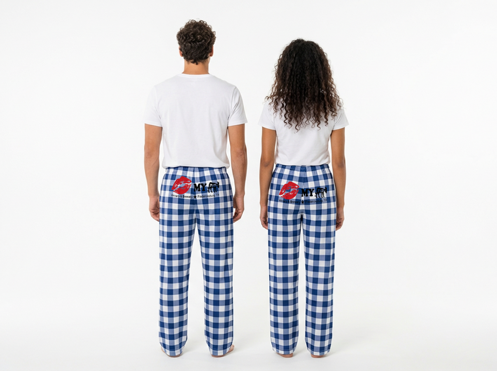Pajama Pants Dark Blue and White