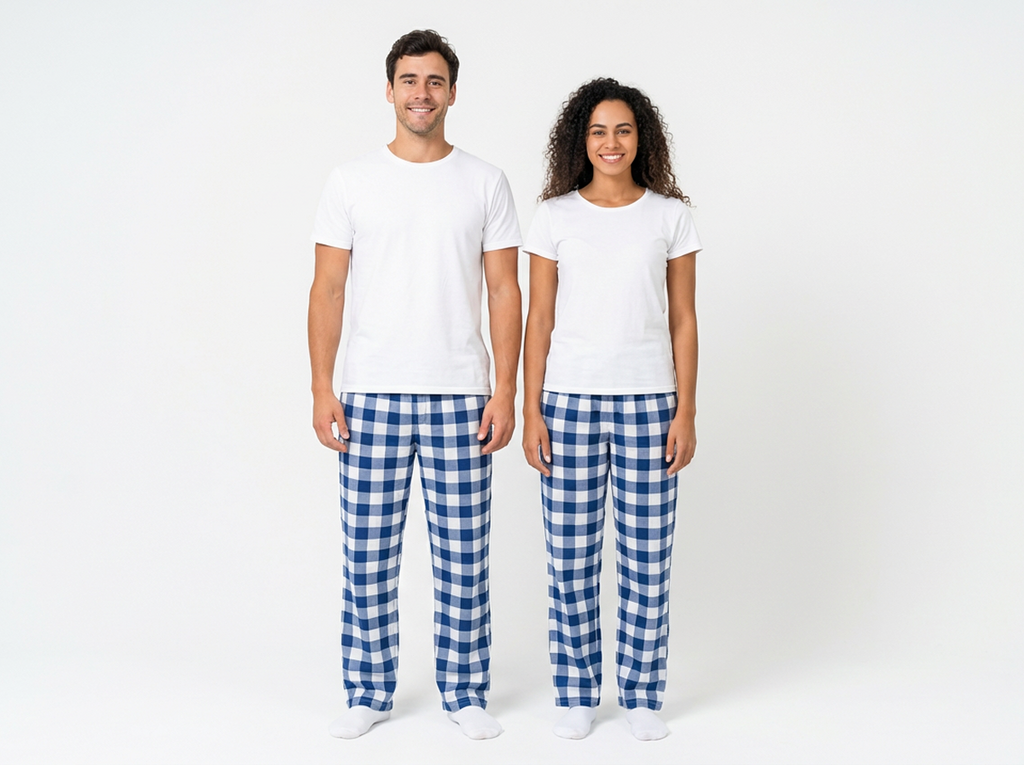 Pajama Pants Dark Blue and White