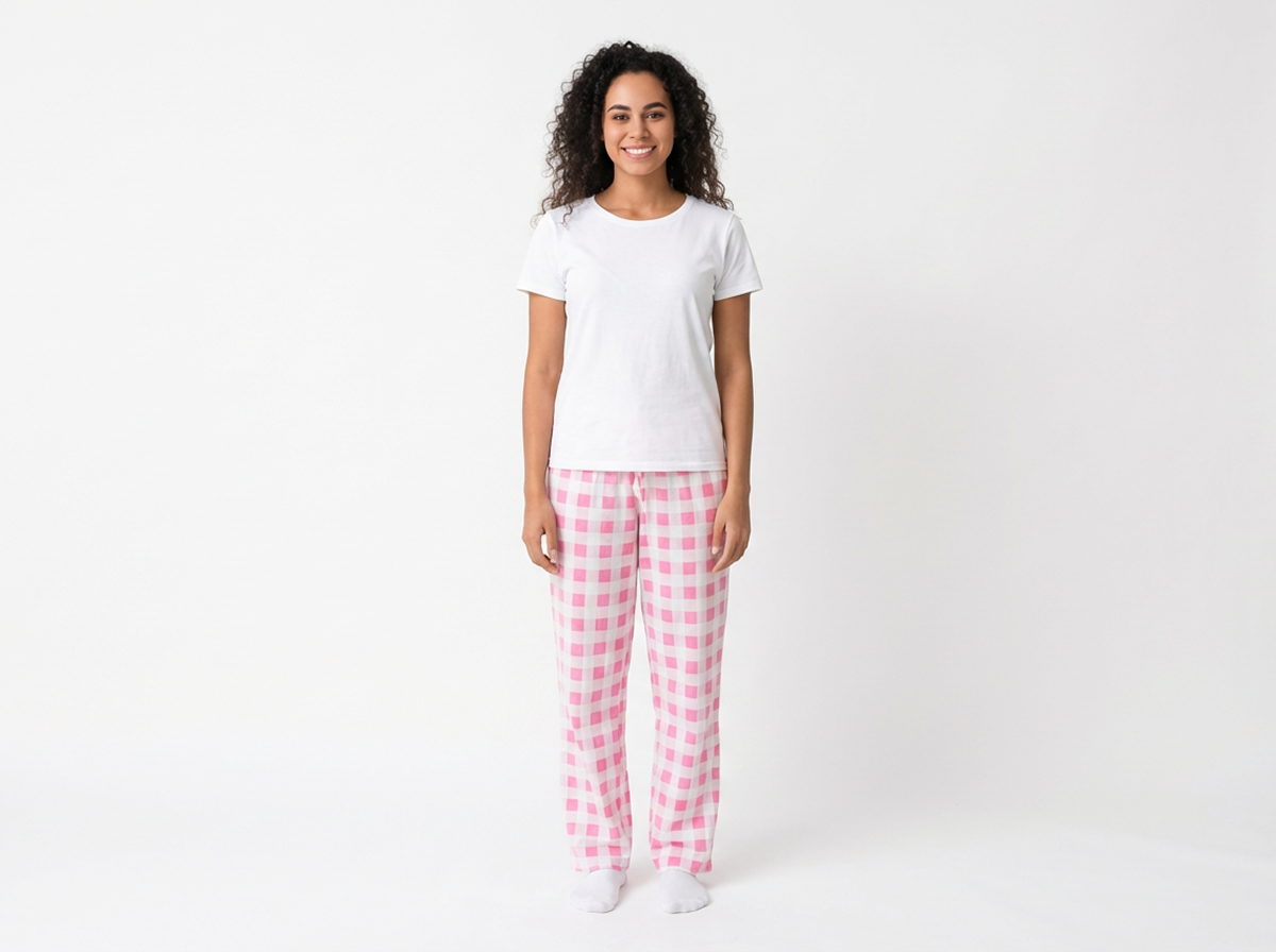 Pajama Pants Pink and White