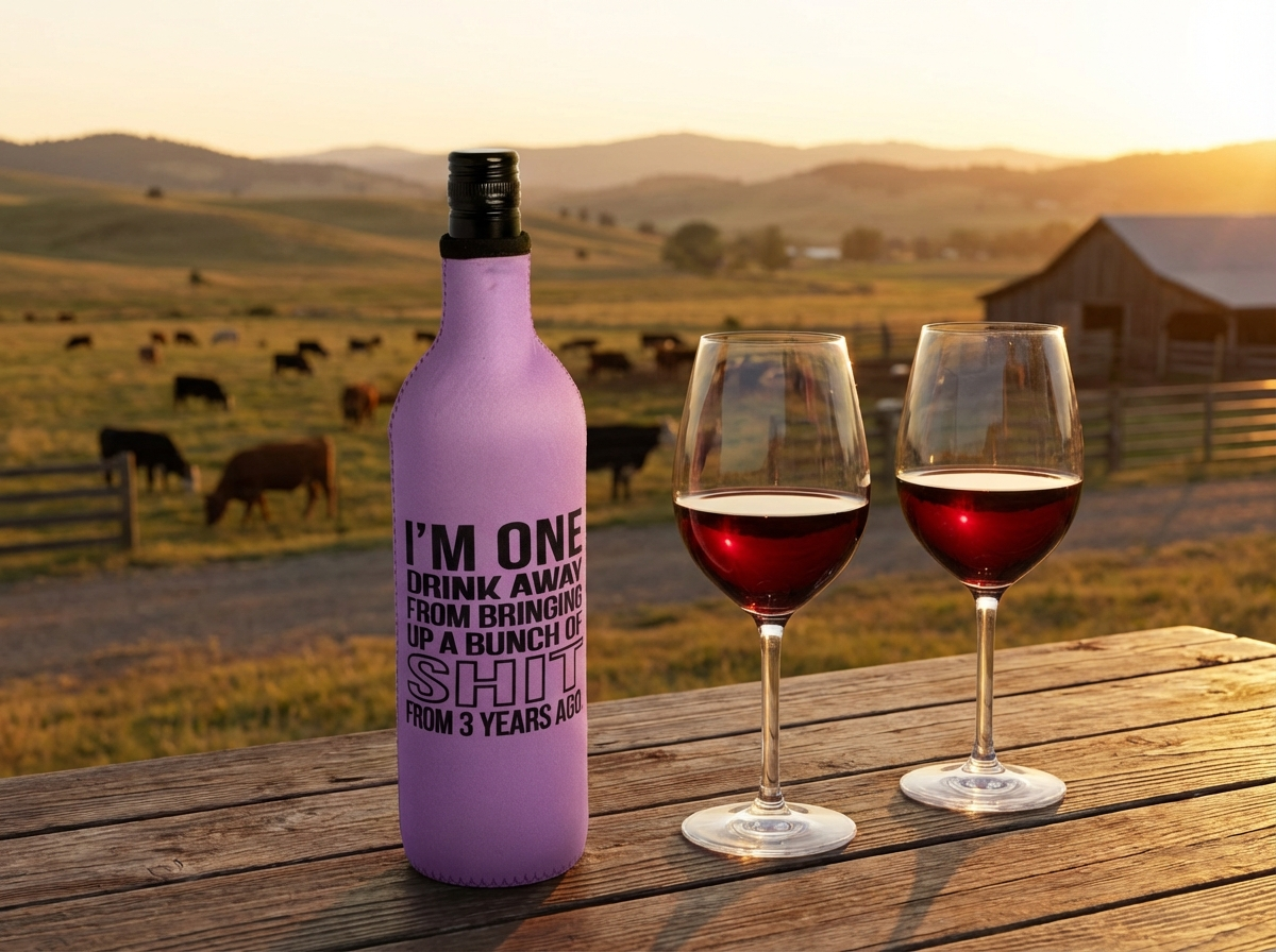 Koozie - Wine Suit One Drink Away Lilac